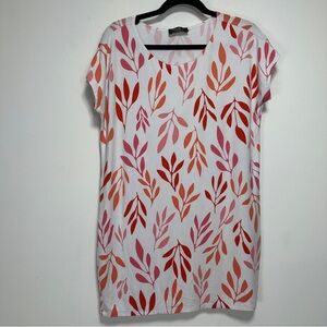 Miik Bamboo Floral Print Tunic Dress Relaxed Fit Short Sleeve Made in Canada